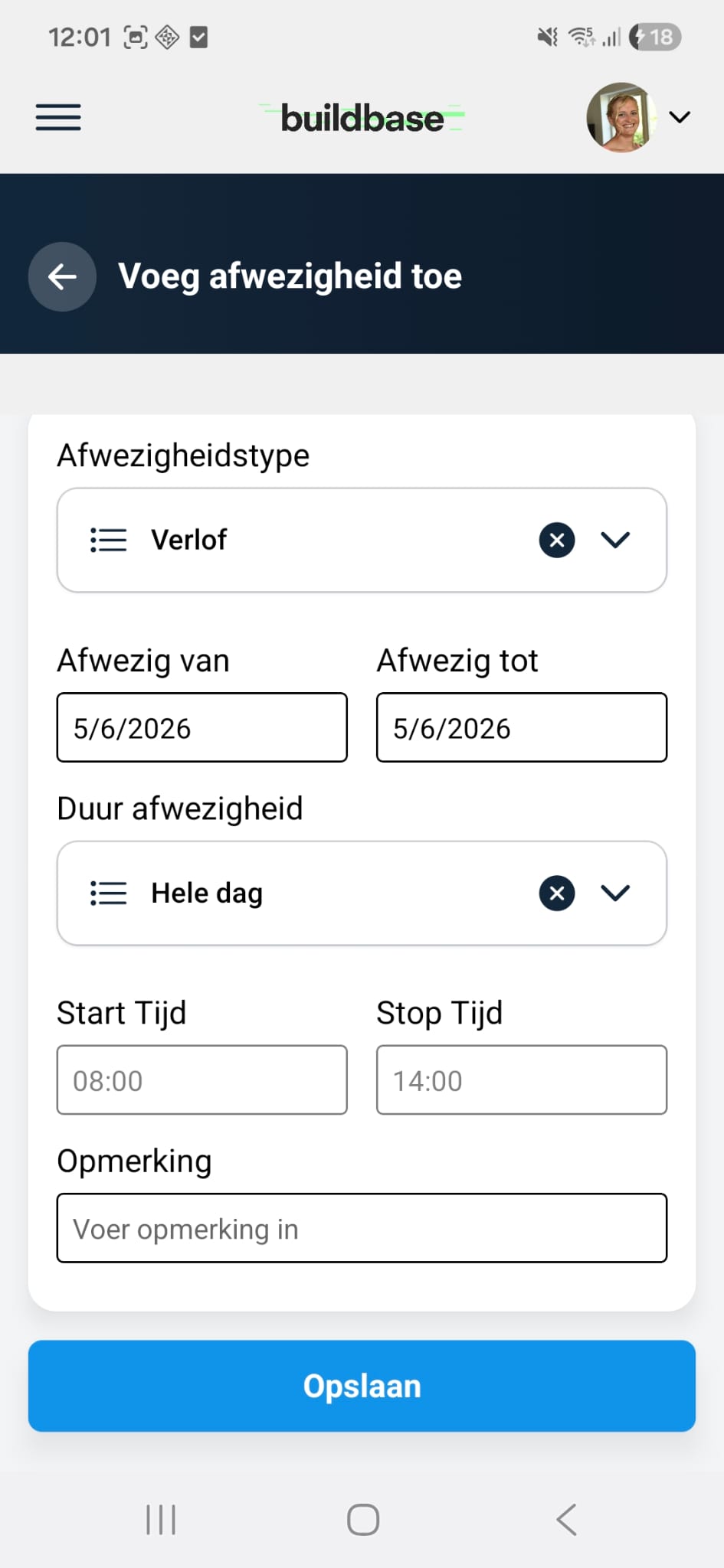 Afwezigheid toevoegen op je gsm